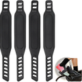 Black rubber bicycle pedal straps with textured grip and adjustable buckle design for universal cycling use