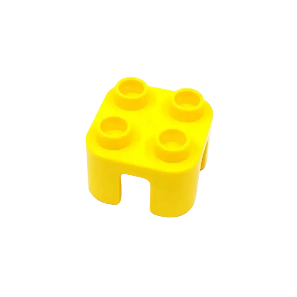 Bright yellow plastic big building block with four circular studs and side cutout for kids diy toys accessories set