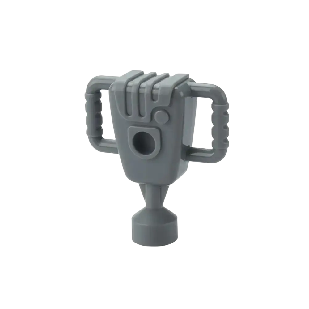 Gray plastic trophy-shaped building block with two handles and central hole from big building blocks accessories set for kids diy toys