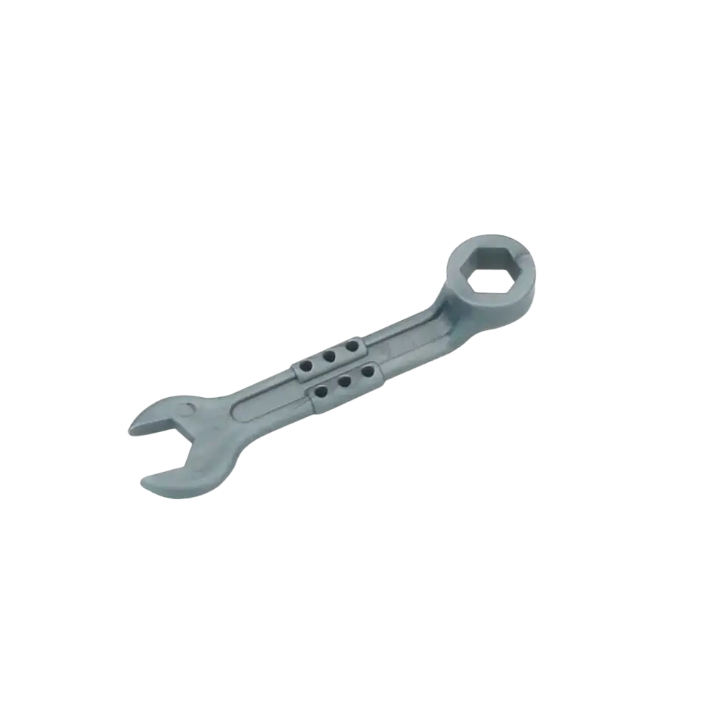 Gray plastic wrench with hexagonal head and three circular cutouts for big building blocks diy toys accessories set