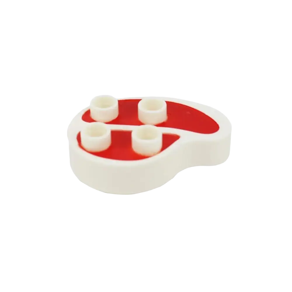 Red and white plastic lego brick with four circular studs for big building blocks kids diy toys accessory set