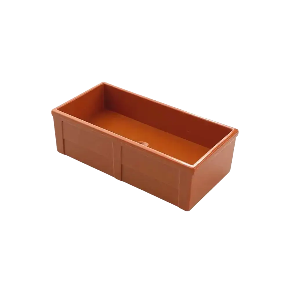 Terracotta rectangular plastic planter with molded side panels and drainage hole for big building blocks accessories set