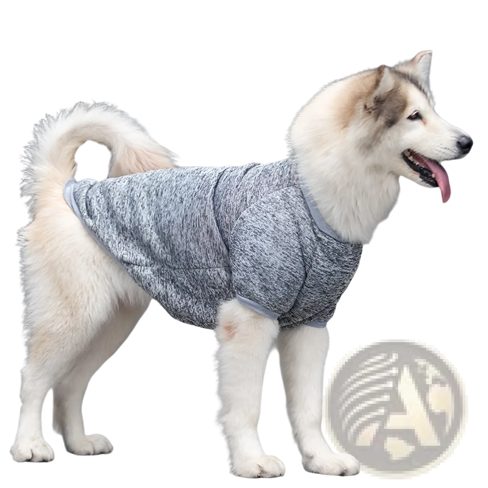 Gray heathered big dog acrylic warm sweater with snug fit and short sleeves for cozy winter pet apparel