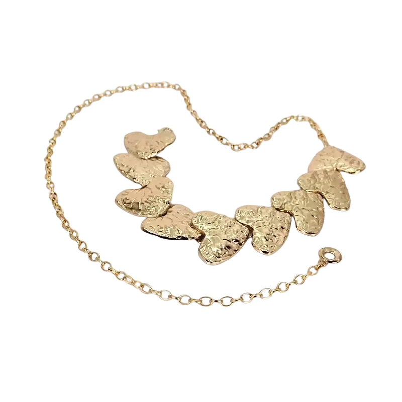 Gold-toned designer big lover heart waist chain featuring textured heart-shaped pendants linked by a delicate chain