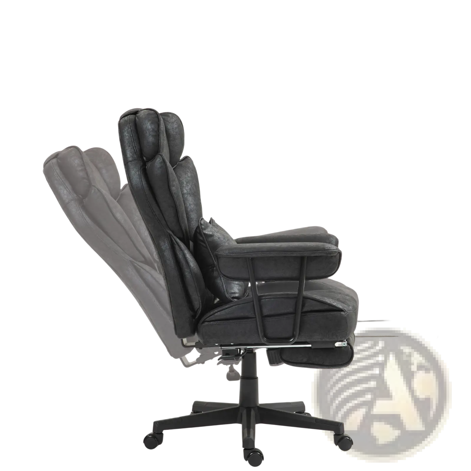 Black leather big and tall massage office chair with 140 degree recline and retractable footrest supports 396lbs
