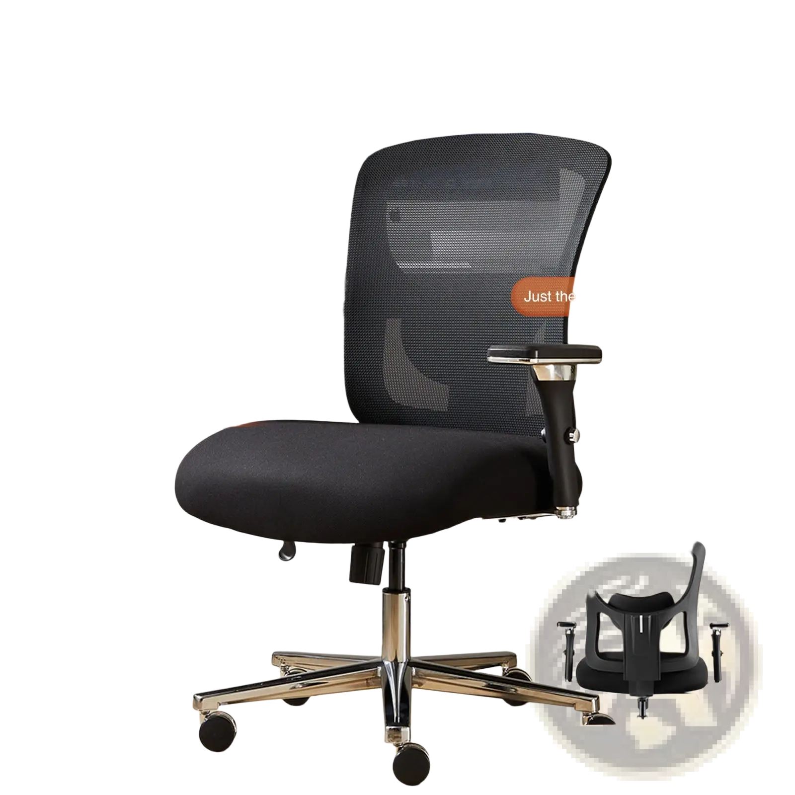 Black mesh big and tall office chair with adjustable backrest and chrome base for ergonomic seating up to 500lb