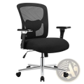 Big and tall office chair with black mesh back, ergonomic seat, chrome base, and casters supporting 500lb capacity