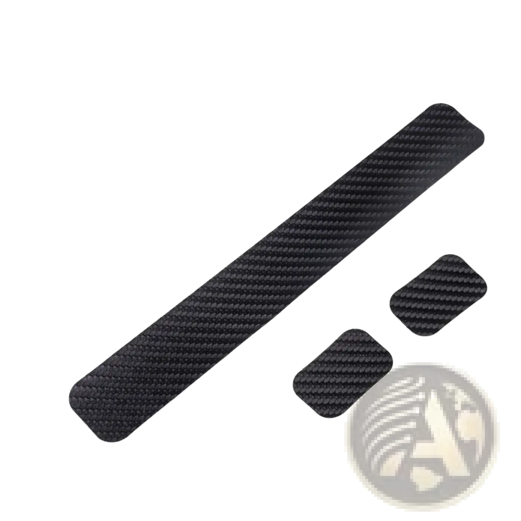 Black carbon fiber textured adhesive bike chain protector pvc frame guard with dimension labels for main and smaller pieces