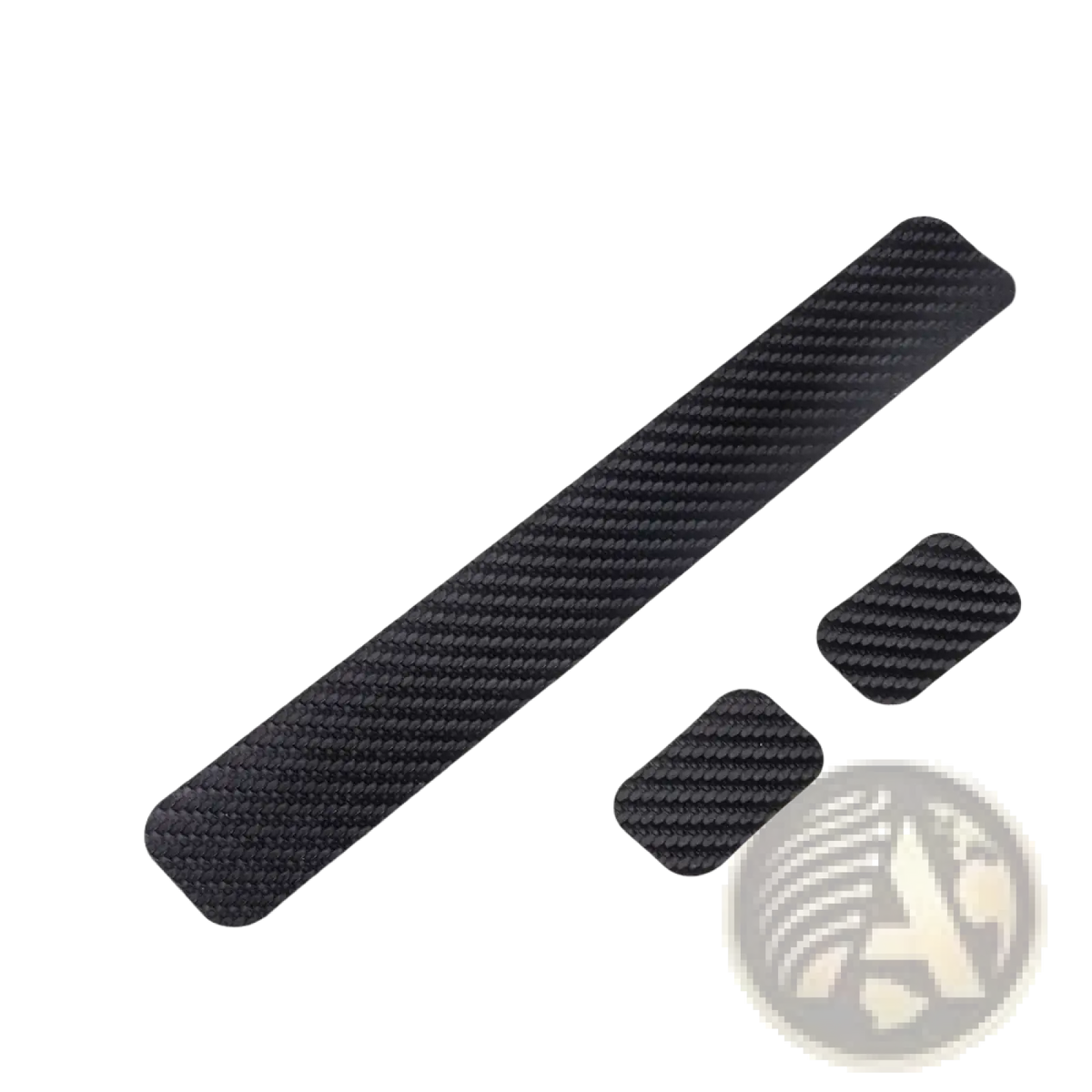 Black carbon fiber textured adhesive bike chain protector pvc frame guard with dimension labels for main and smaller pieces