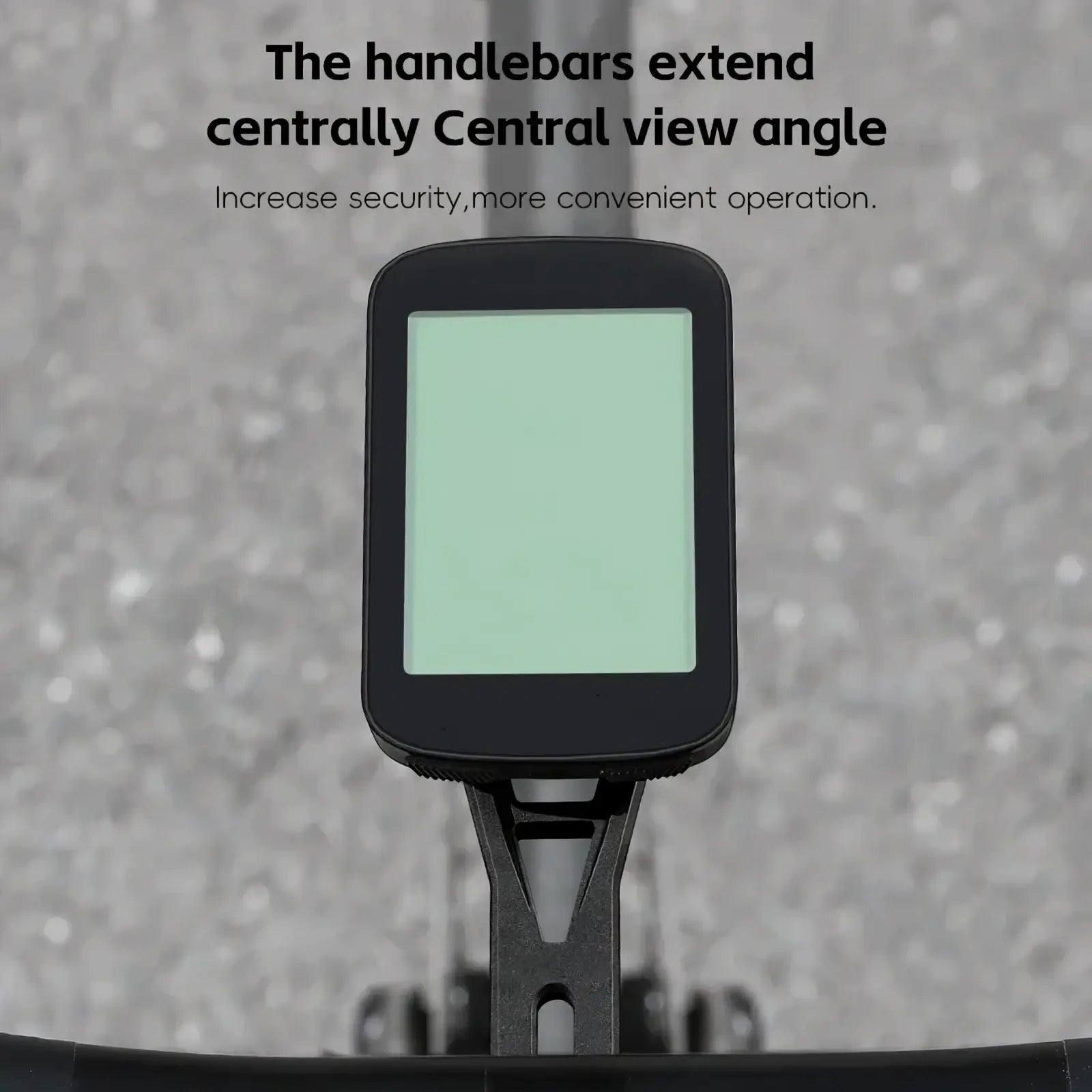 Black rectangular bike computer with light green display and central mounting bracket for Garmin Wahoo Bryton use