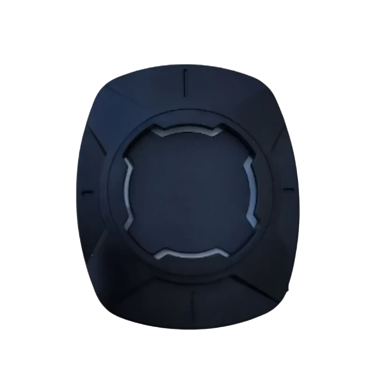 Black square-shaped bike phone holder handlebar mount with central circular cutout and angular ridges for 4.7 to 7.2 inch smartphones