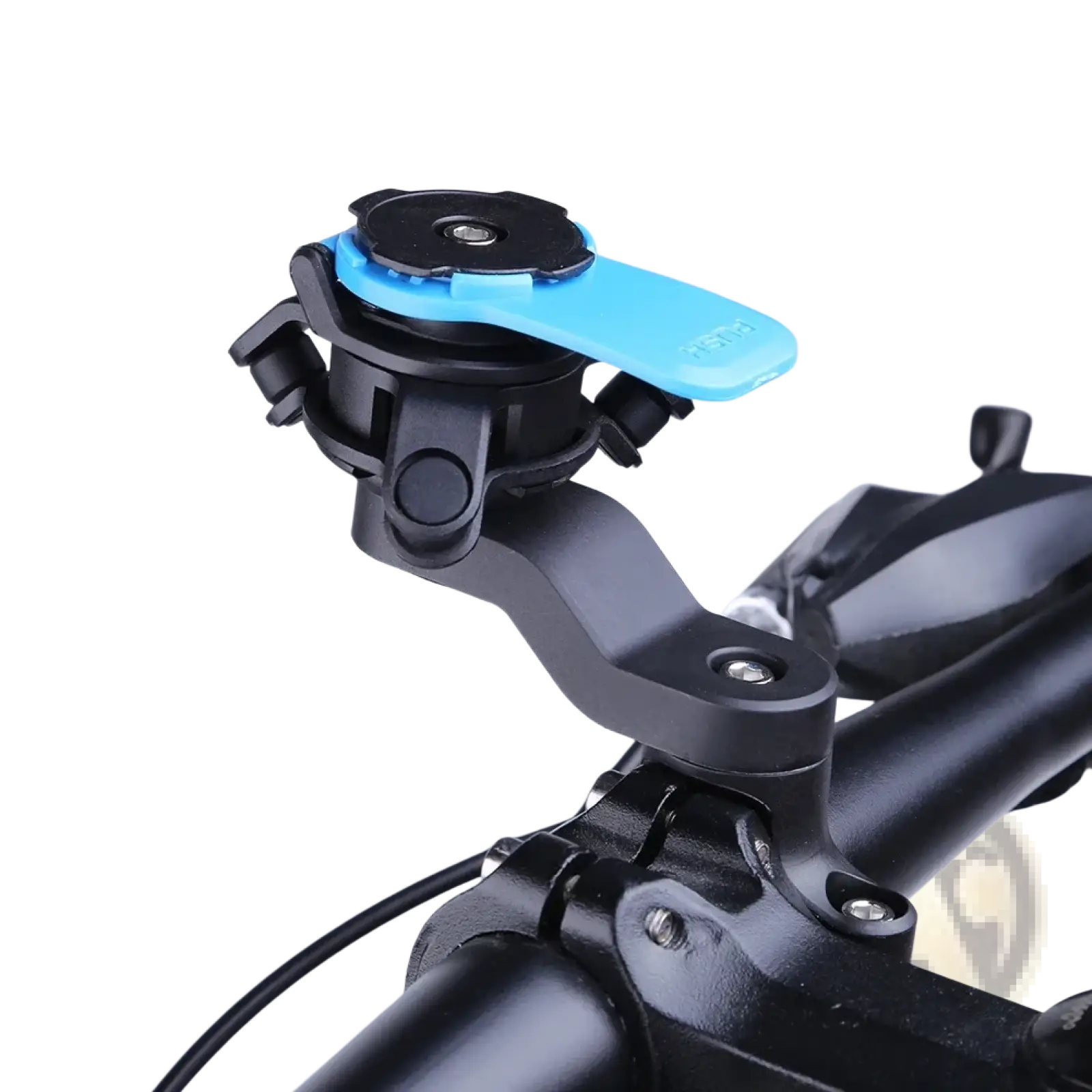 Bike phone holder handlebar mount in black and blue with adjustable clamp for 4.7 to 7.2 inch smartphones