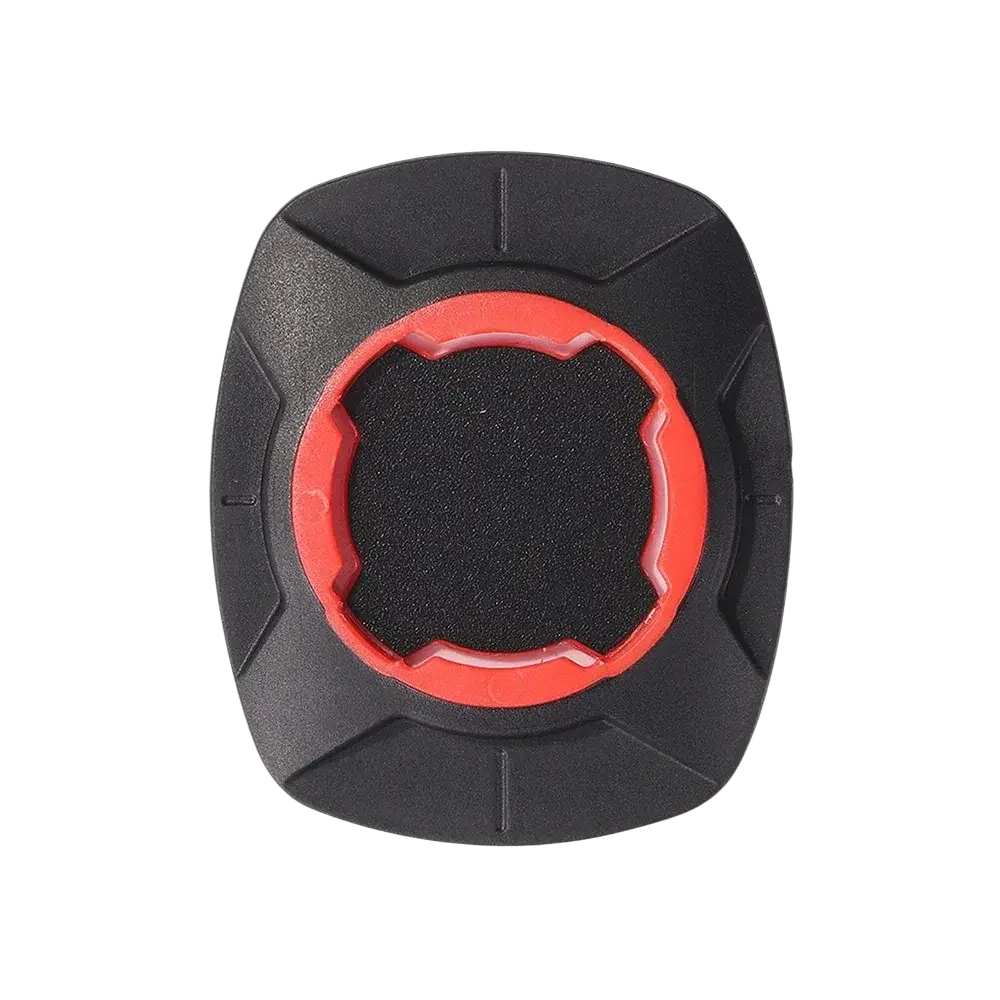 Black and red bicycle seat post clamp patch with textured black center for bike phone holder handlebar mount
