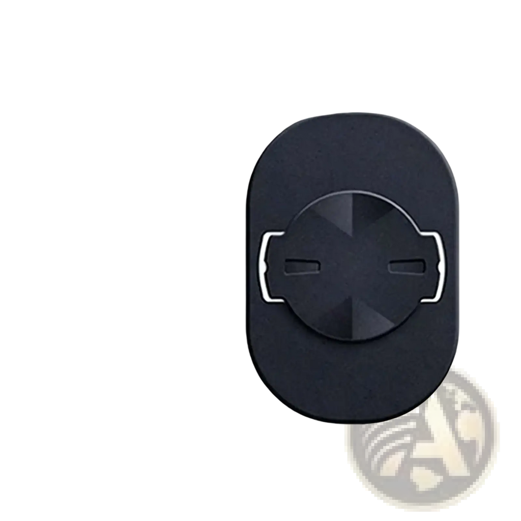 Black bike phone mount adapter back sticker designed for garmin mounts with circular hub and integrated slots
