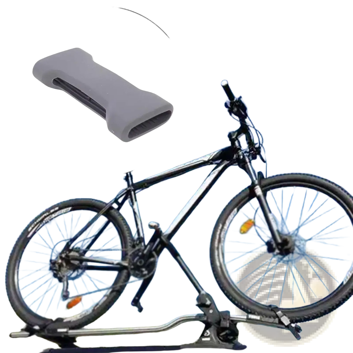 Gray rubberized bike rack wheel strap pad handle grip for thule designed for secure and comfortable holding