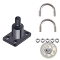 Black metal bike trailer hitch coupler with threaded bolt four holes u-bolts nuts and hexagonal nut for bicycle adapter