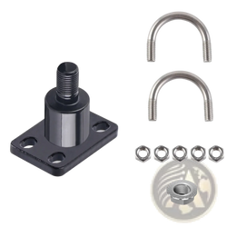 Black metal bike trailer hitch coupler with threaded bolt four holes u-bolts nuts and hexagonal nut for bicycle adapter