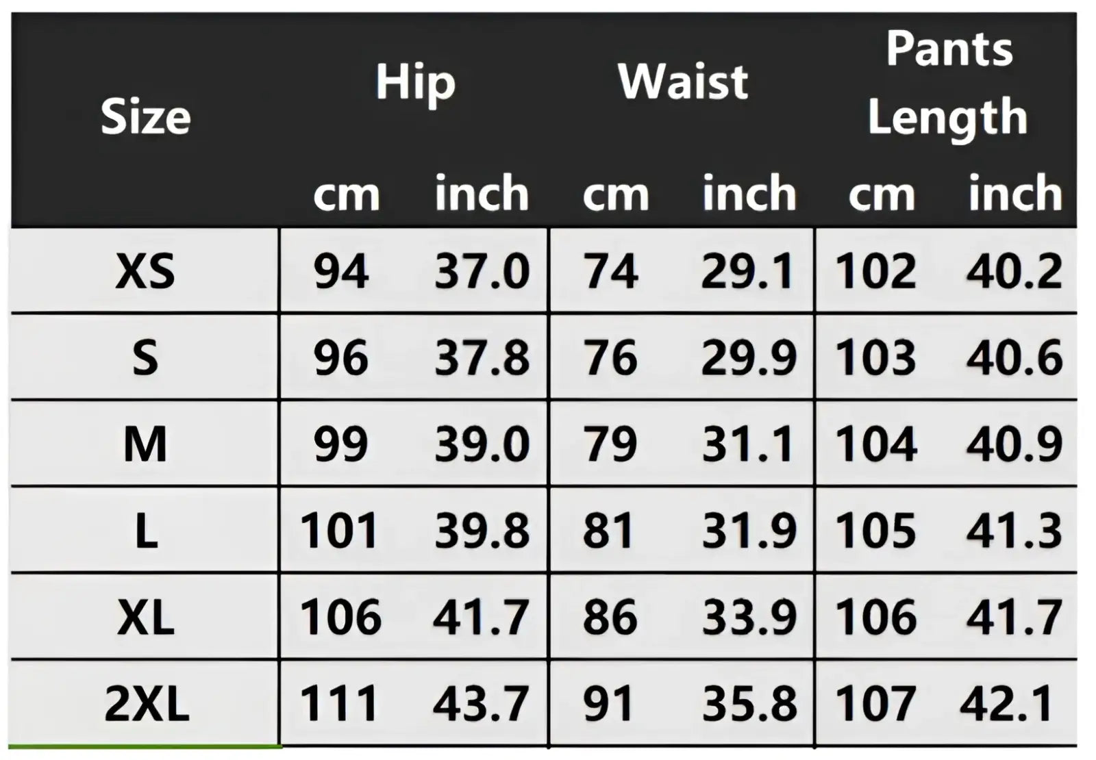 A detailed size chart for biker jeans slim fit distressed denim pants showing measurements in centimeters and inches