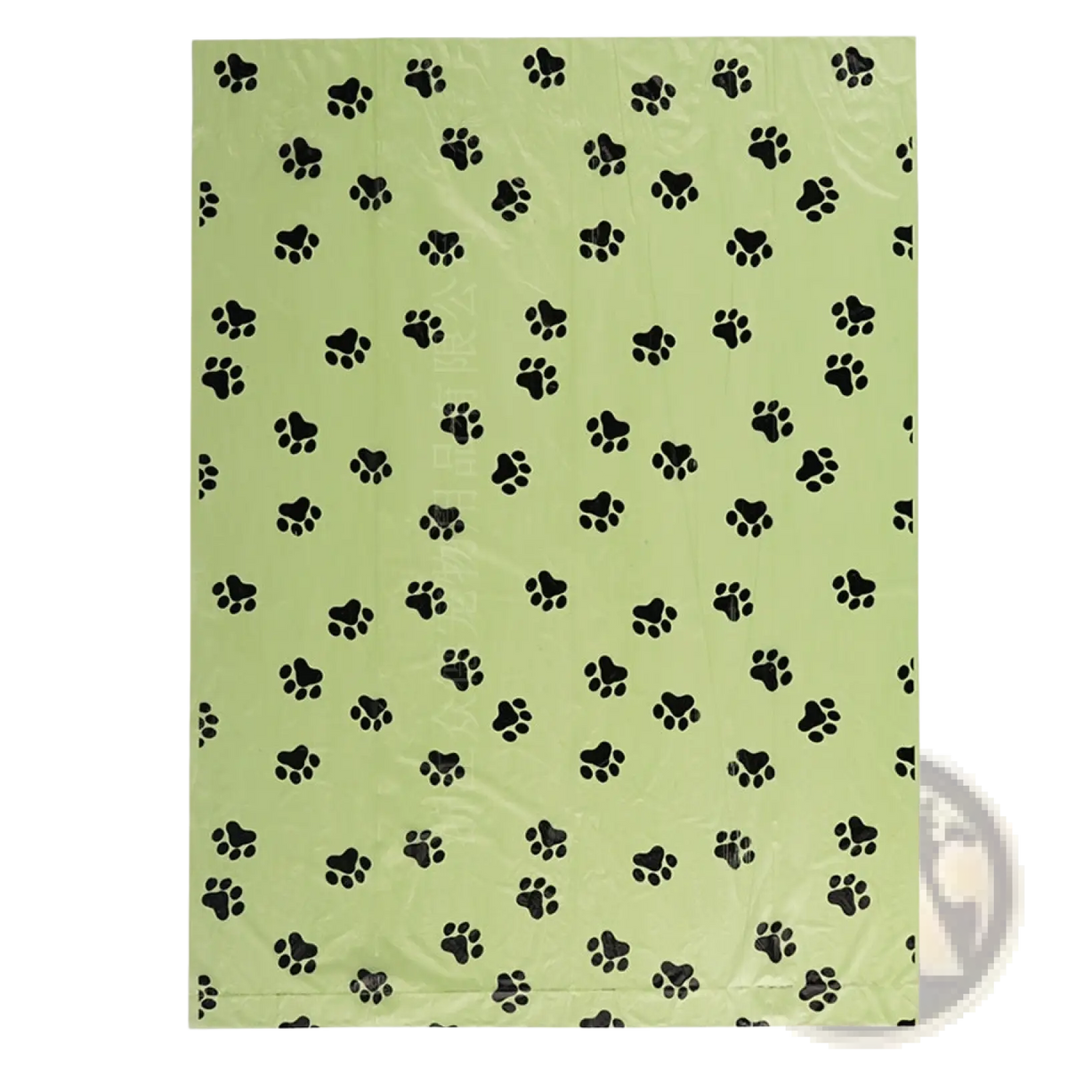Light green biodegradable dog waste bag with black paw print pattern thickened pet poop bag for easy cleanup