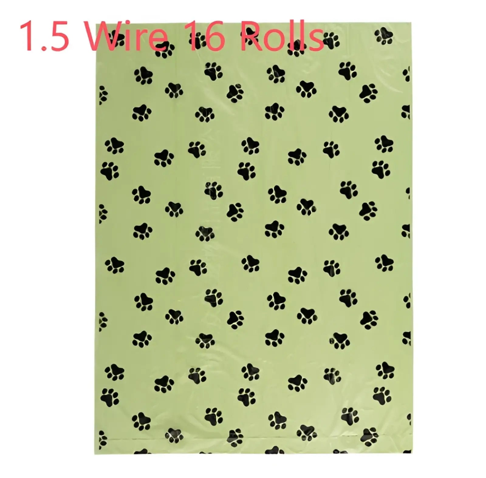 Light green thickened biodegradable dog waste bag with black paw print pattern for pet poop disposal