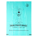 Light blue biodegradable dog waste bag with thickened material and smiling cartoon dog with bowtie design