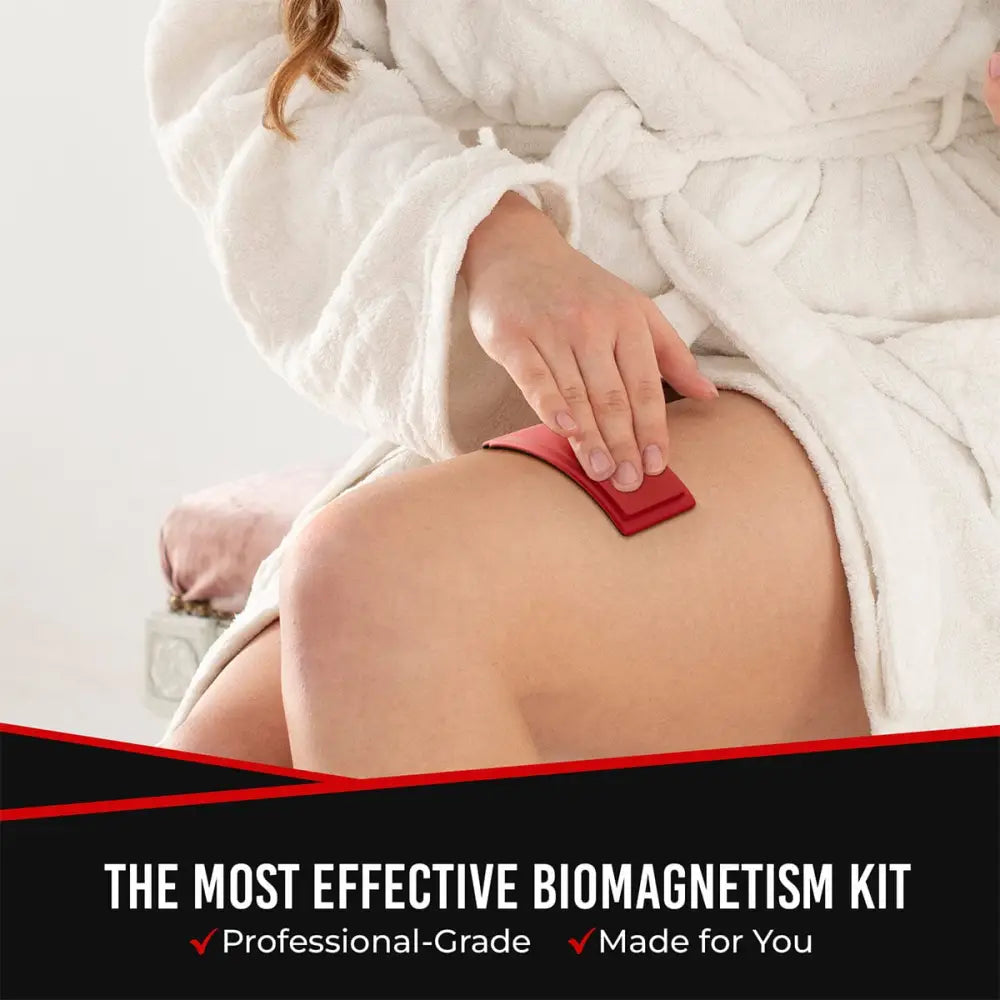 Red rectangular biomagnetism pad from magnetrx biomagnetism therapy arc magnet set with case for therapeutic use