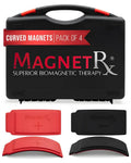 Magnetrx biomagnetism therapy arc magnet set with black and red curved magnets and four magnetic pads in case