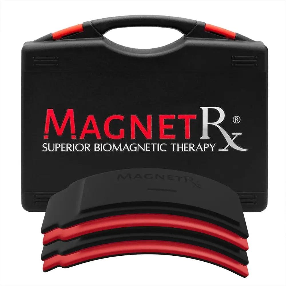 Magnetrx biomagnetism therapy arc magnet set with black and red superior biomagnetic case and four curved magnetic pads