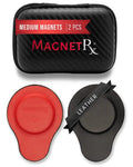 Magnetrx premium leather biomagnetic neodymium magnet set with black and red medium magnets in carbon fiber case