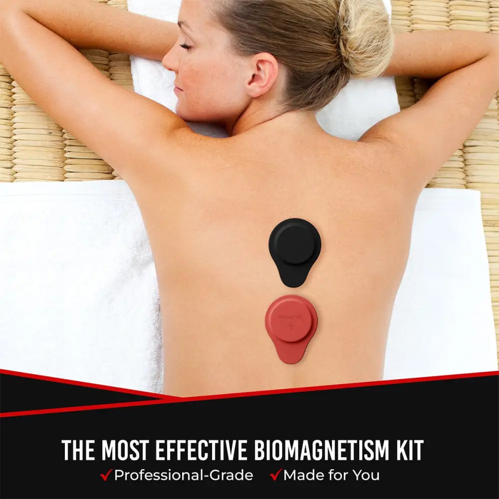 Premium neodymium biomagnetic therapy silicone magnet set with black and red circular magnetic therapy discs