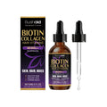 Bushaid raspberry flavor biotin collagen hair vitamins in amber glass dropper bottle with black cap and pipette