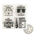 Birthday clear stamps set featuring clear acrylic black inked fathers day designs including trophy sunglasses mustache crown and tie