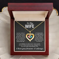 Gold heart-shaped pendant necklace with two colorful gemstones in a gift box for wife birthstone necklace