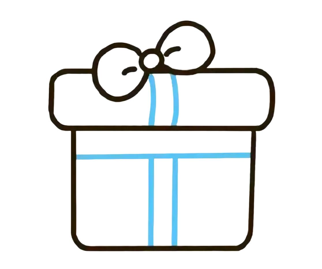 A white gift box with light blue ribbon and bow for Bjd replacement accessories support service packaging