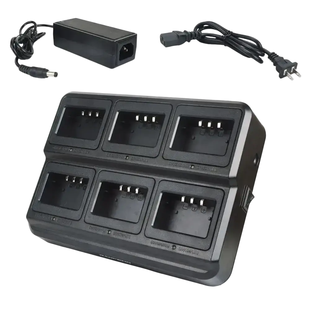 Black plastic bl-5x6 six way rapid walkie talkie charger with power adapter for uv-5r radios