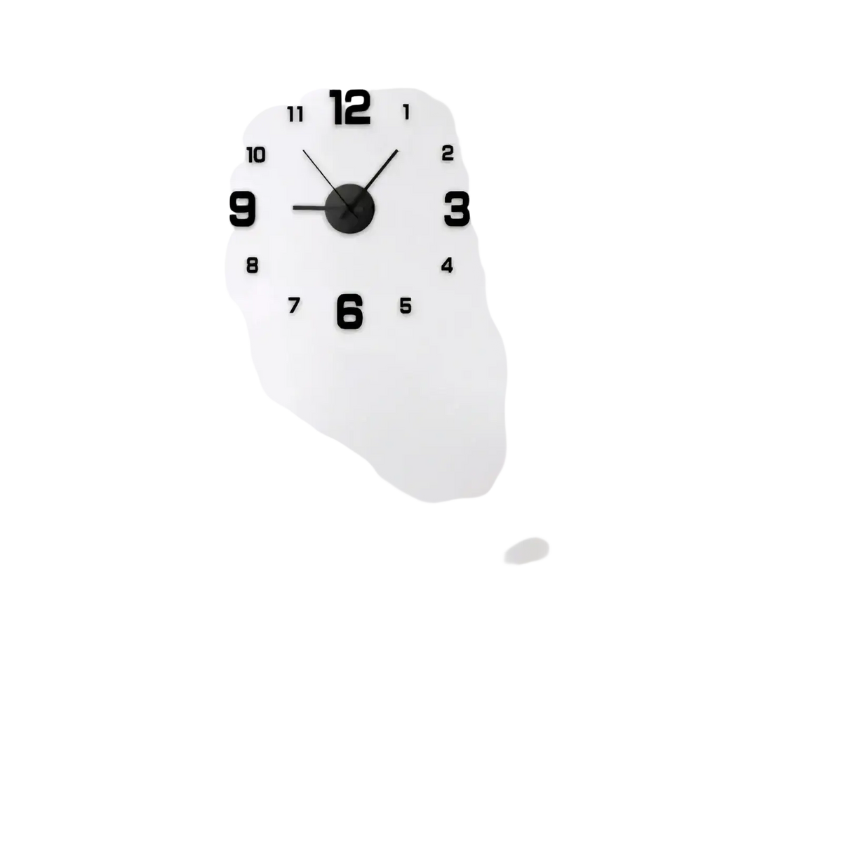 Black 3d minimalist wall clock with bold numerals and sleek hands in a modern minimalist design