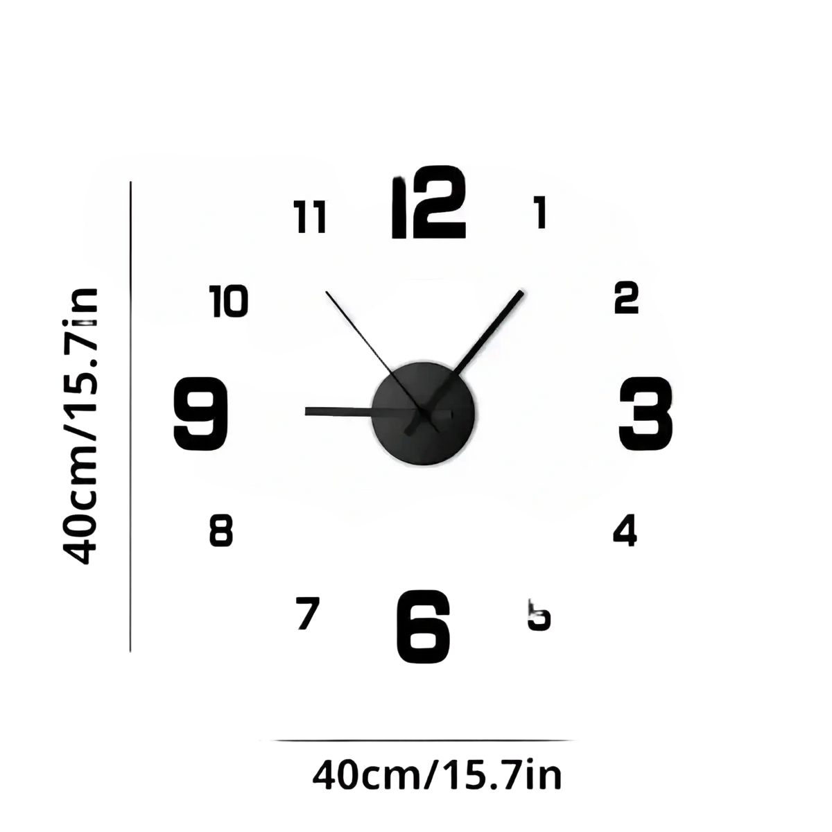 Black 3d minimalist wall clock with bold white numerals and sleek digital display for modern home decor