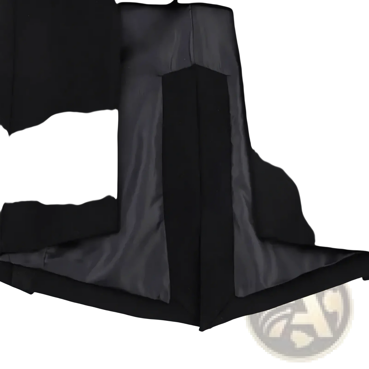 Black asymmetric long women blazer with sleek structured silhouette and satin-lined interior for formal wear