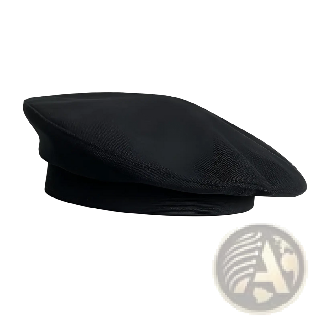 Black beret wool painter cap for women with a soft structured crown and a snug-fitting brim