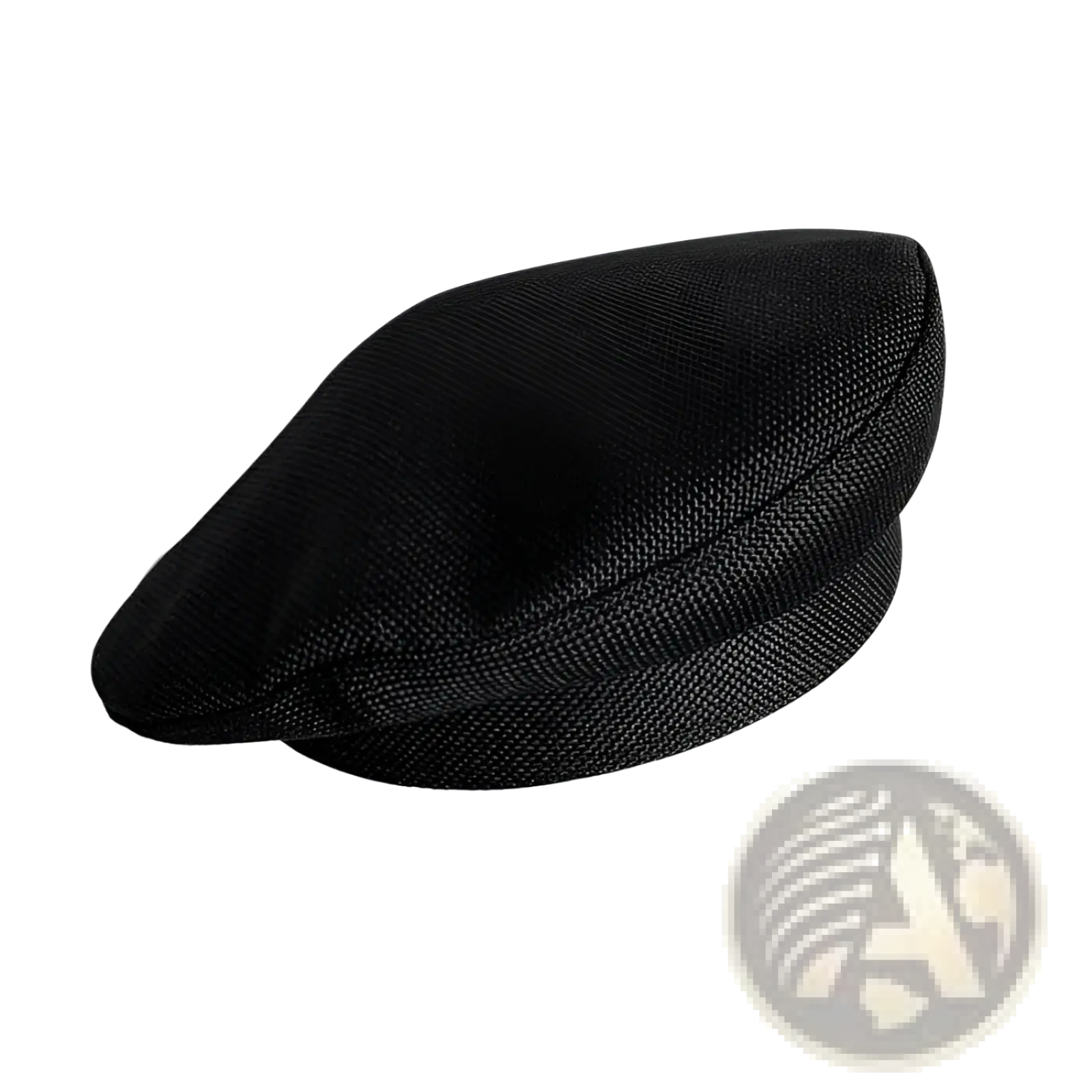 Black beret wool painter cap for women with textured fabric flat cap and structured slightly curved brim with visible stitching