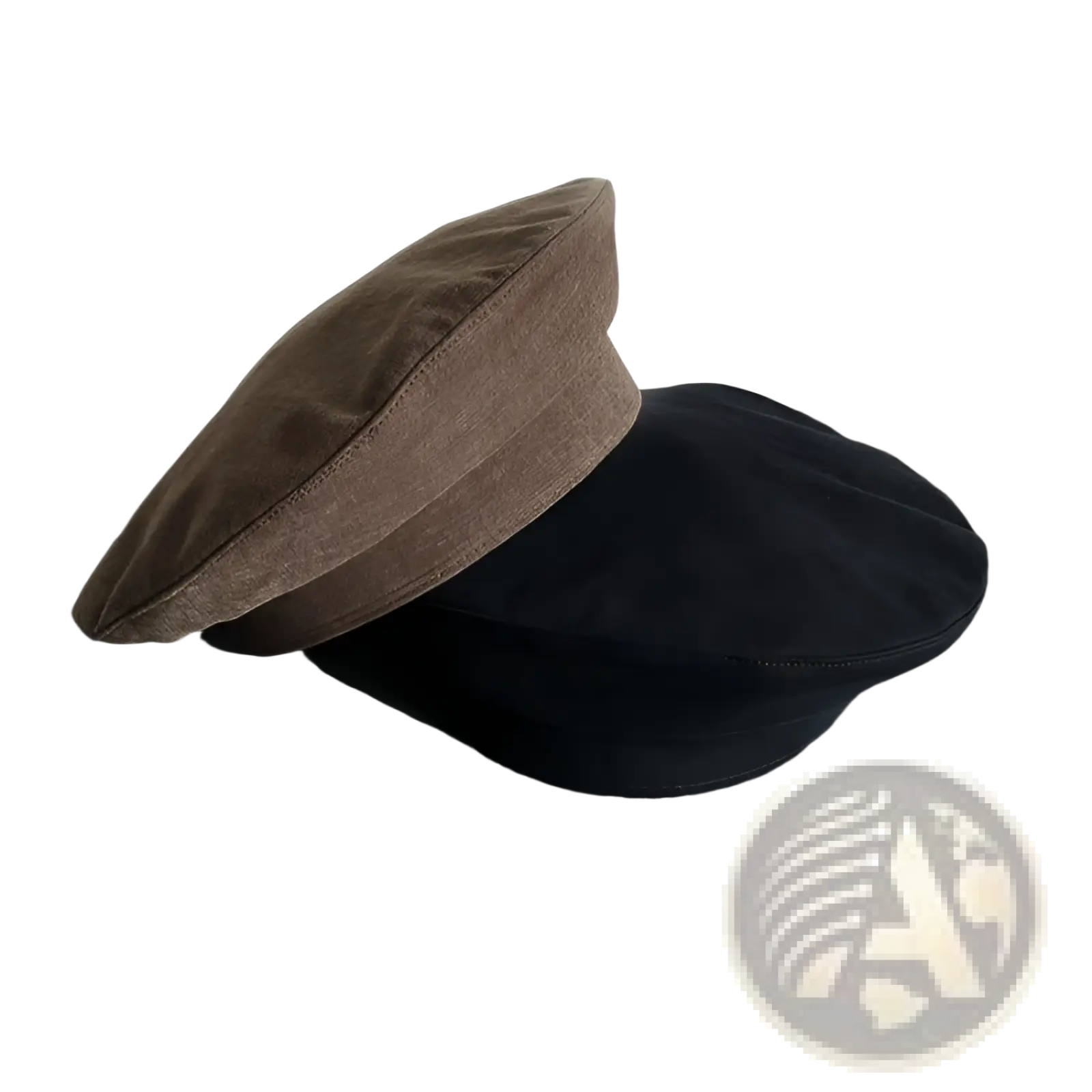 Two soft velour berets with clean stitched edges in muted brown and black for women black beret wool painter cap