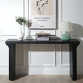 Black wooden console table 58 inch with sturdy rectangular legs and smooth matte finish for modern entryway accent