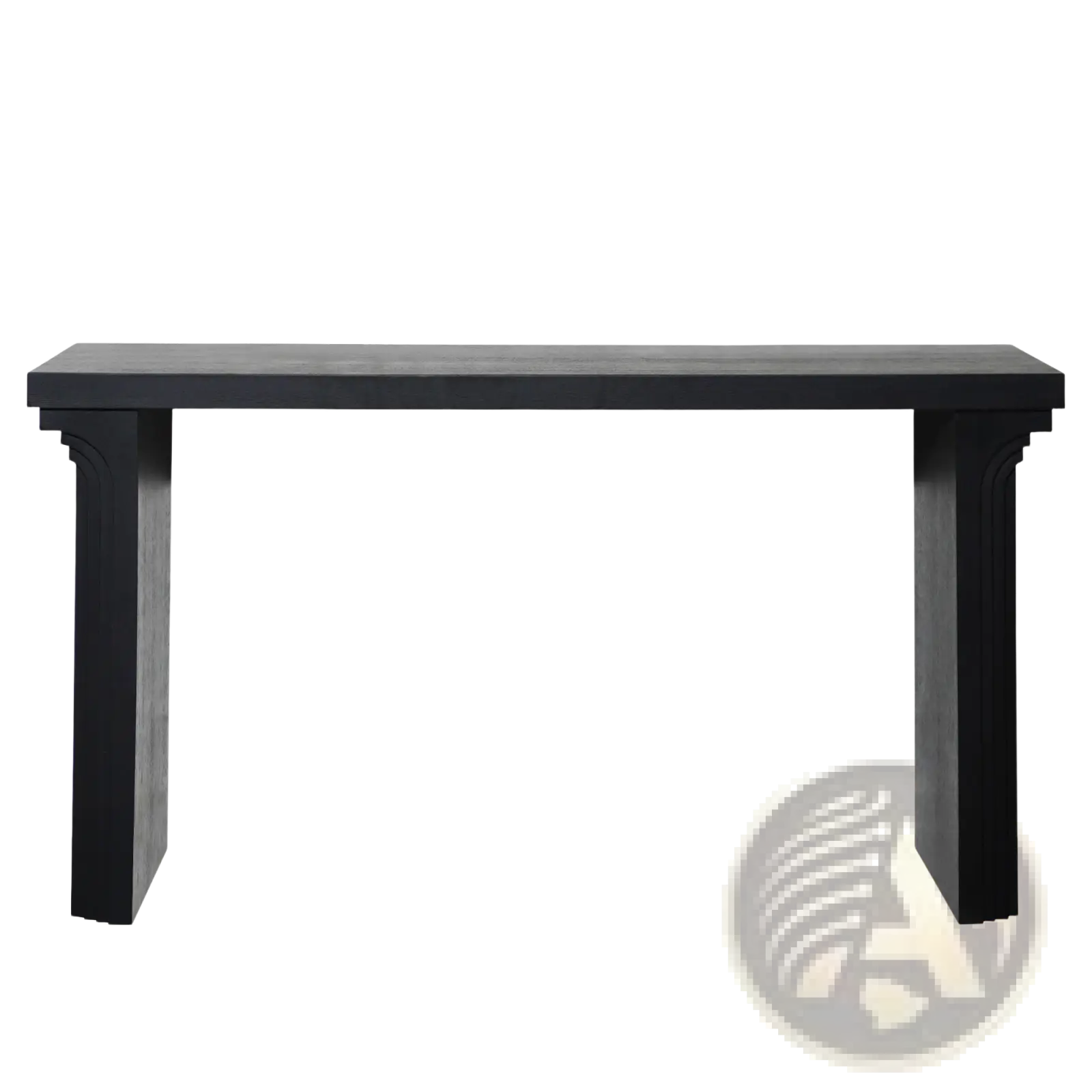 Black wooden console table with rectangular top and sturdy tapered legs for modern entryway accent decor