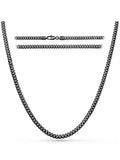 5mm black diamond cut stainless steel Cuban link chain with blackened curb design and sturdy clasp in sleek modern style