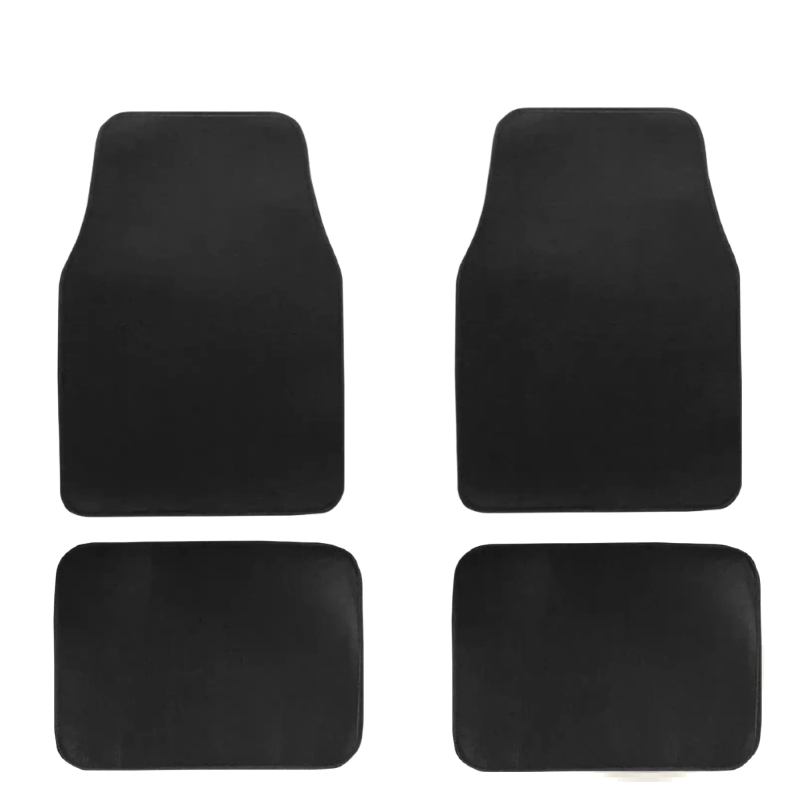 Black diamond car floor mats set in black rubber material for universal front and rear vehicle protection
