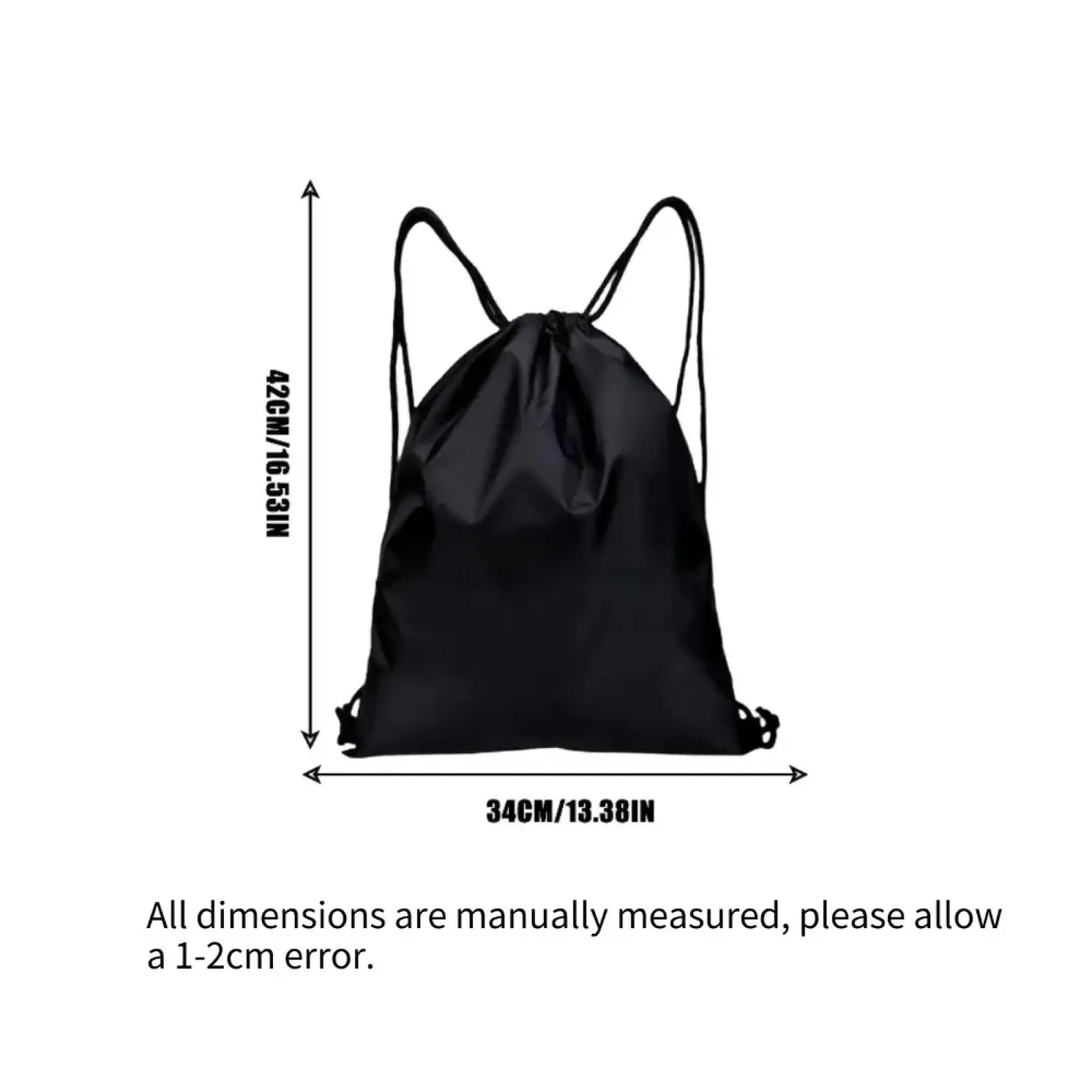 Black drawstring gym backpack with adjustable shoulder straps and minimalist design for sports and daily use