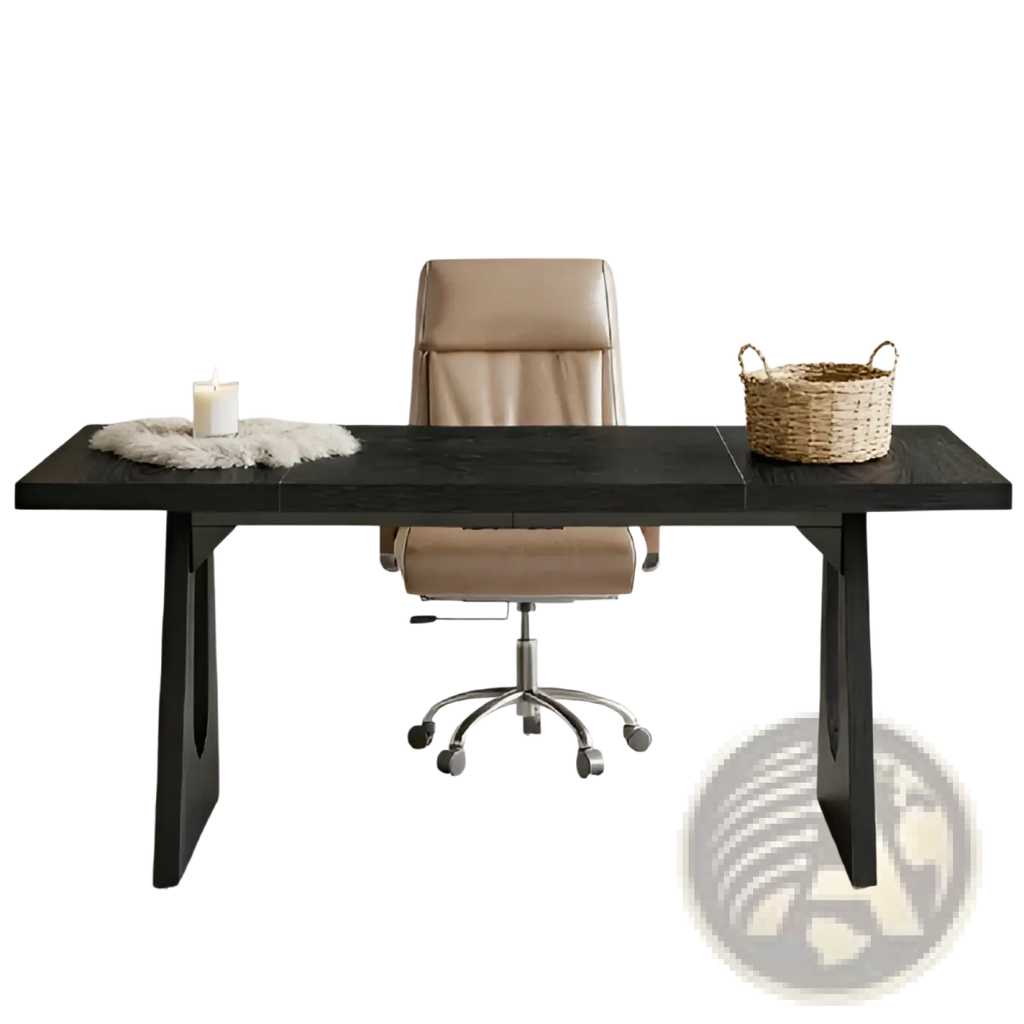Black executive desk 70 inch modern wood table with sleek design and sturdy legs made of black wood