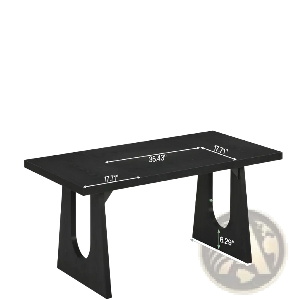 Black executive desk 70 inch modern wood table with sleek minimalist design and sturdy geometric legs