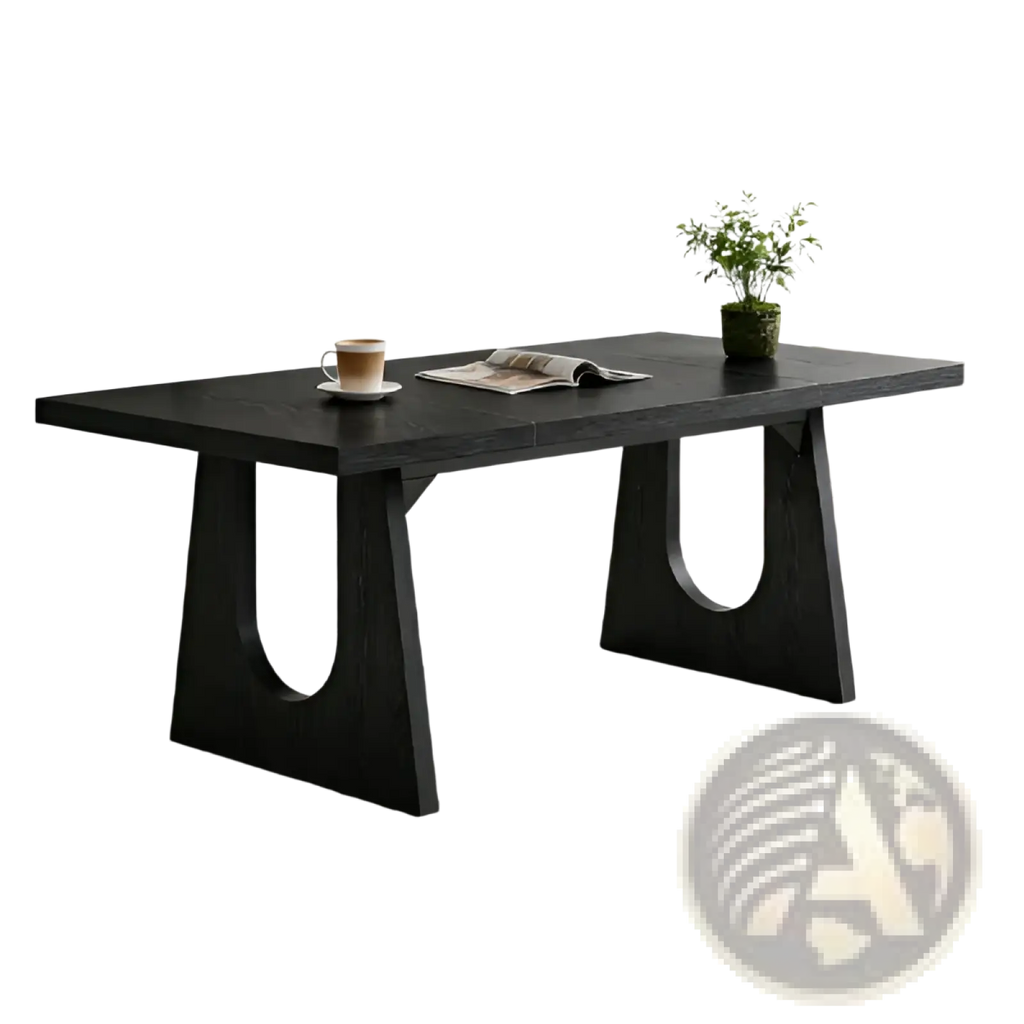 Black executive desk 70 inch modern wood table with distinctive u-shaped black wooden legs for office use