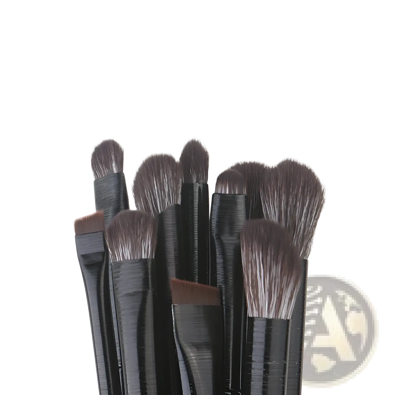 Black eye makeup brush set 10 piece matte tools with black handles and ultra-fine soft bristles for precise application